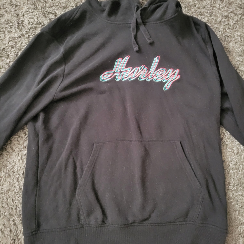 Hurley Black Hoodie Mens Large